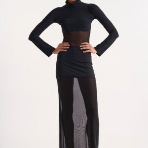 Γυναικείο φόρεμα μαύρο με διαφάνεια studio83