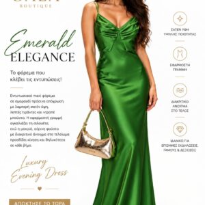 ELISABETTA FRANCHI Emerald Elegance – Πράσινο Maxi Φόρεμα με Σατέν Όψη