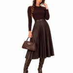 Twinset Maxi Φόρεμα Δερμάτινο Καφε