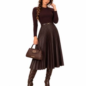 Twinset Maxi Φόρεμα Δερμάτινο Καφε