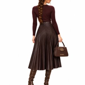 Twinset Maxi Φόρεμα Δερμάτινο Καφε