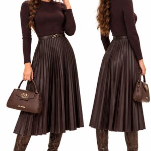 Twinset Maxi Φόρεμα Δερμάτινο Καφε
