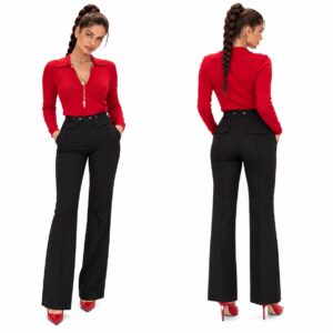 Elisabetta Franchi Παντελόνι υφασμάτινο Μαύρο Slim Fit