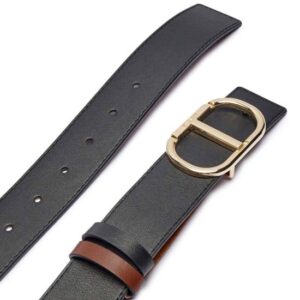 Twinset Γυναικεία Ζώνη καφέ-μάυρο Reversible Leather Belt