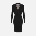 Elisabetta Franchi Timeless Elegance – Μαύρο Κρουαζέ Midi Φόρεμα