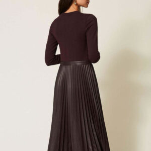 Twinset Maxi Φόρεμα Δερμάτινο Καφε