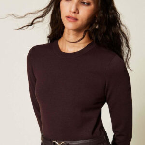 Twinset Maxi Φόρεμα Δερμάτινο Καφε